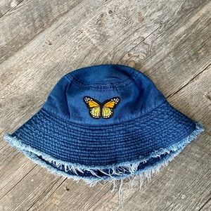 Denim butterfly bucket hat